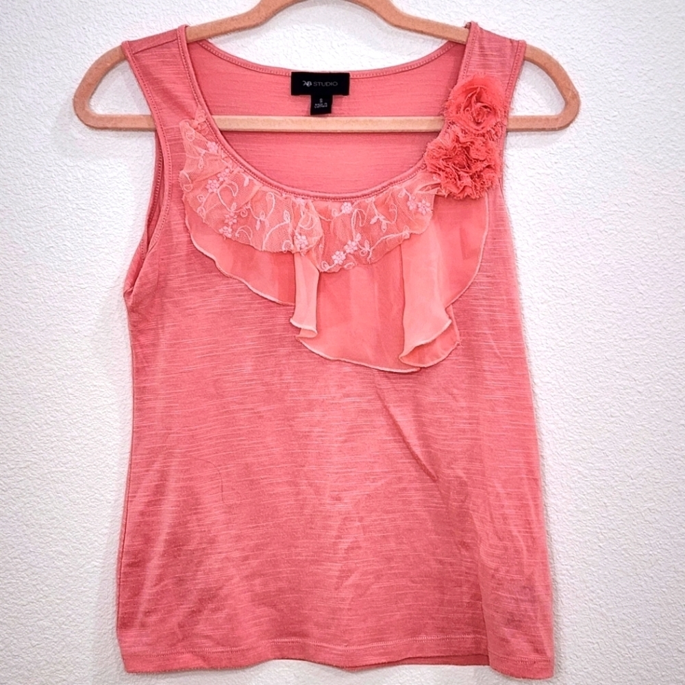 Pink Business Casual Tank - Lace, flower